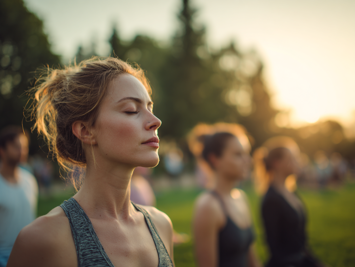 Practicant yoga în poziție de echilibru