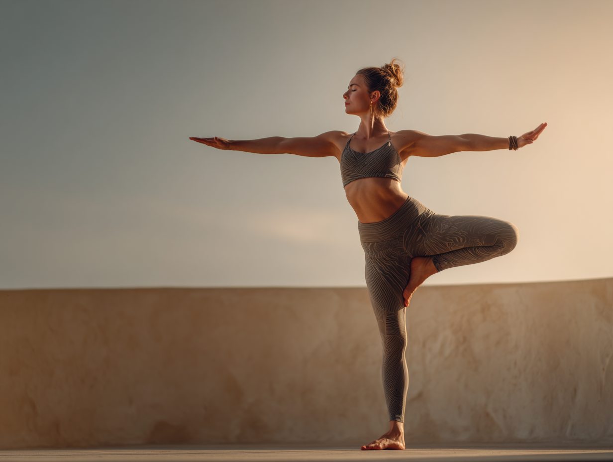 Spațiu de yoga calm cu lumină naturală